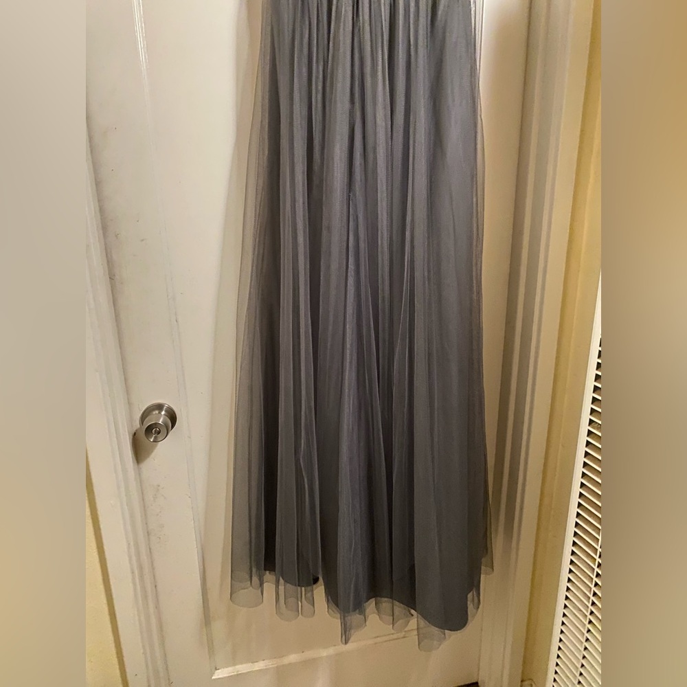 Jenny Yoo Empire Waist Flowy Grey Evening Gown Prom formal Dress retro - Picture 8 of 17